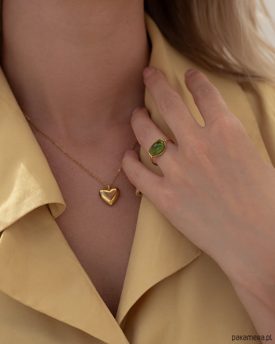 złote naszyjniki Złoty naszyjnik z serduszkiem ze stali chirurgicznej pozłacany 18k złotem 4