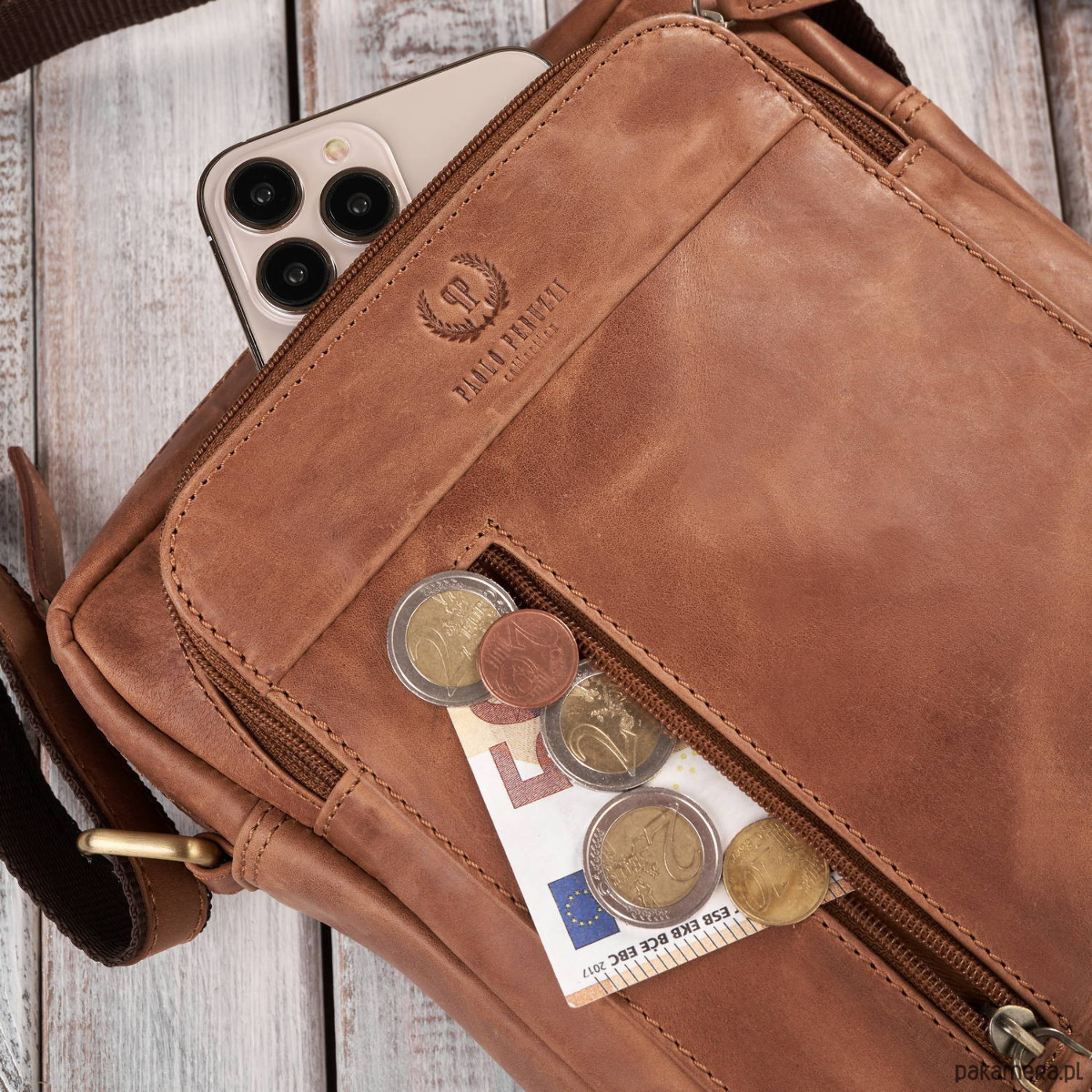 torby i nerki męskie LISTONOSZKA MĘSKA NA RAMIĘ SKÓRZANA TORBA MĘSKA VINTAGE Paolo Peruzzi 2