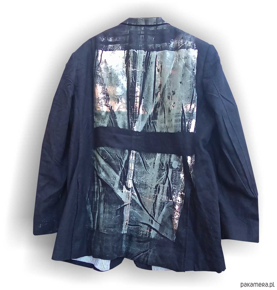 marynarki damskie Upcyclingowa marynarka z ręcznym nadrukiem UV  2
