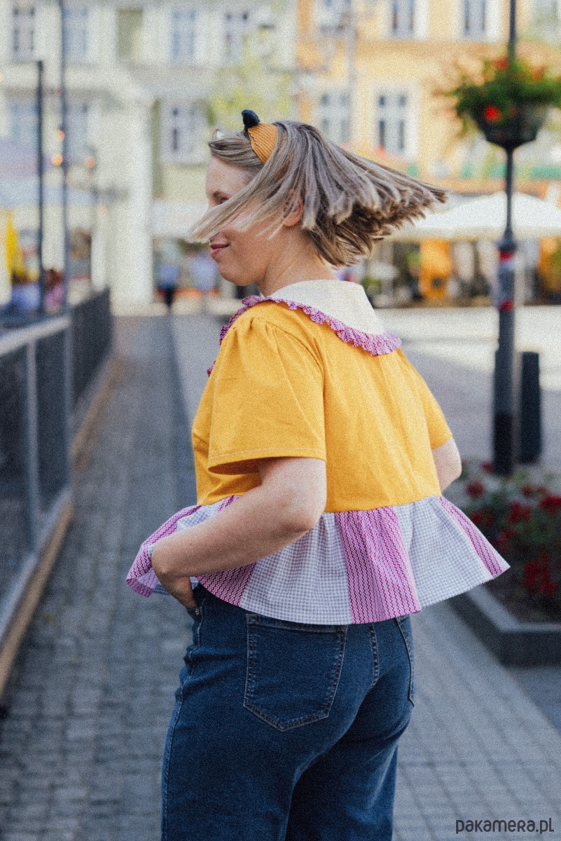 koszule męskie Koszula patchworkowa żółta 1