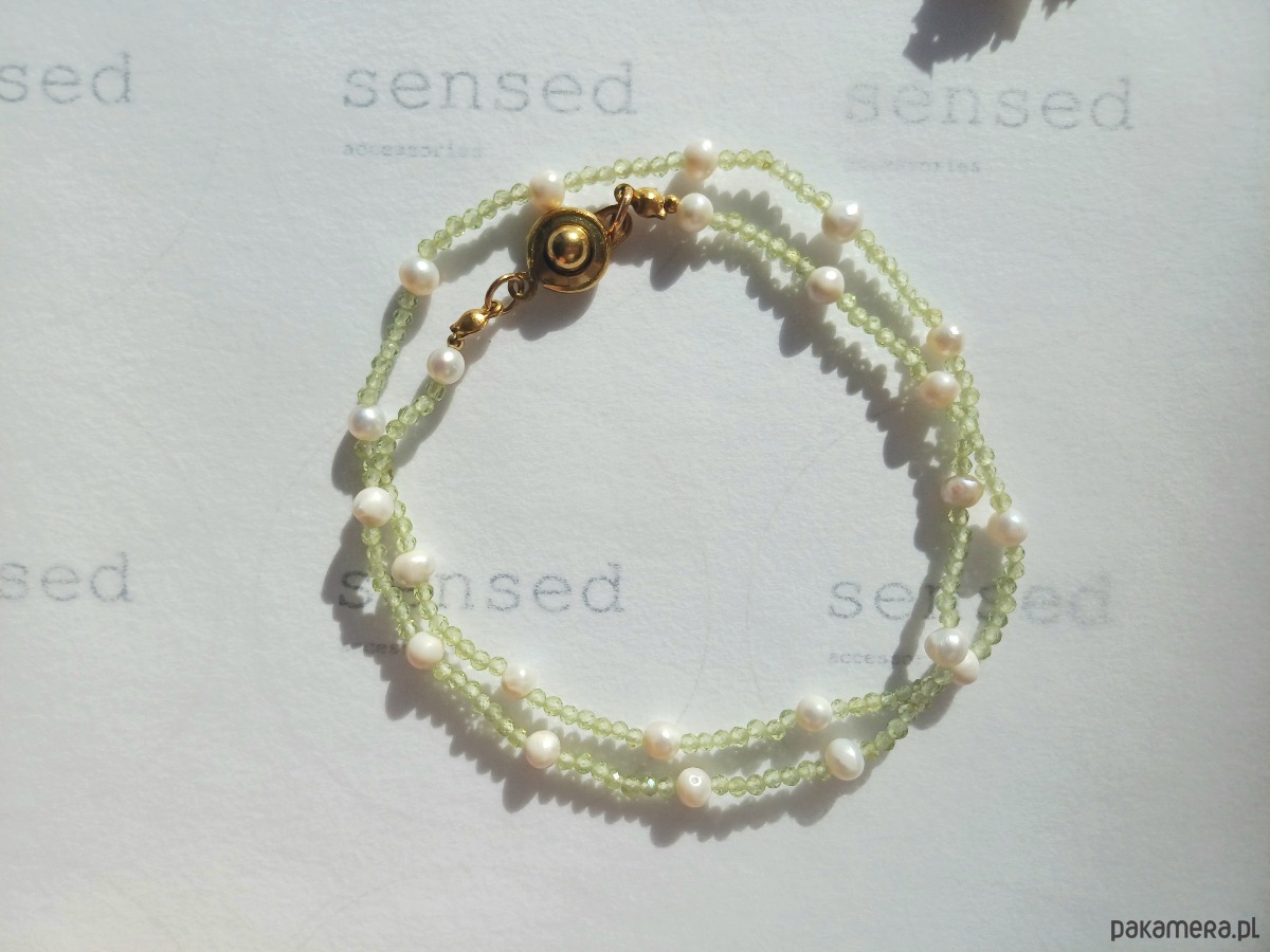 naszyjniki - inne Delikatny naszyjnik perła naturalna, peridot 6