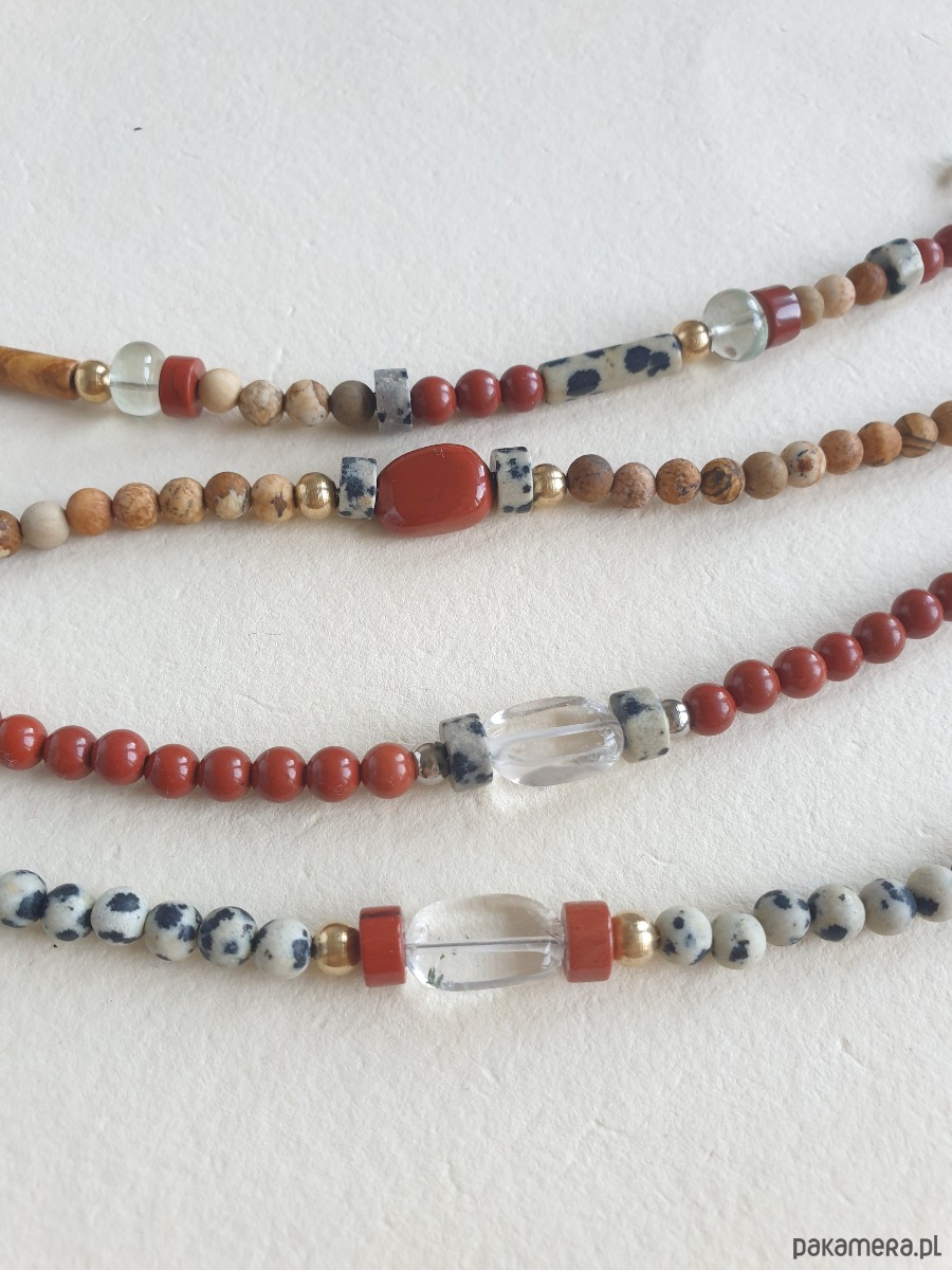 bransoletki z kamieni naturalnych Bransoletka ROOTS jaspis obrazkowy, jaspis dalmatyński, jaspis czerwony 4