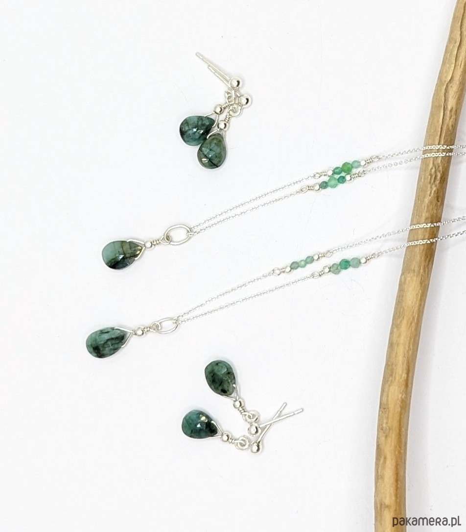 kolczyki srebrne Kolczyki srebrne ze szmaragdami 2