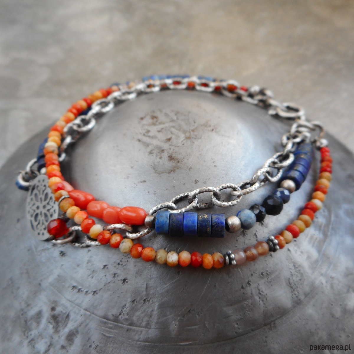 bransoletki z kamieni naturalnych Woda i ogień srebro 925 1