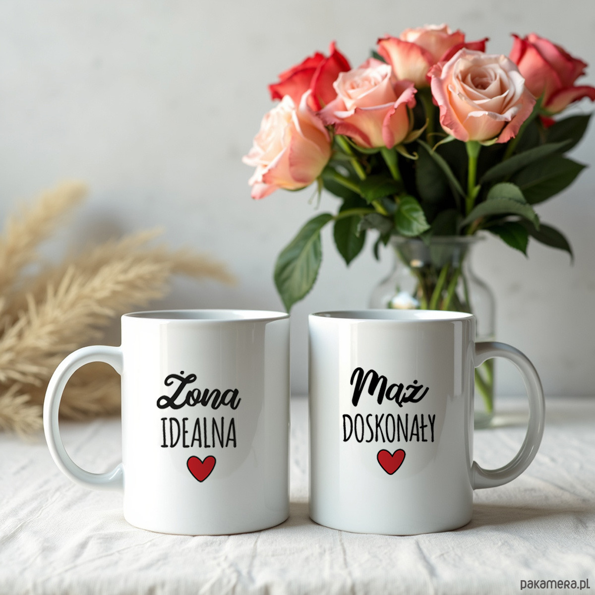 dodatki - łazienka - różne Prezent na ślub zestaw ręczników i kubków  Żona Idealna Mąż Doskonały 2