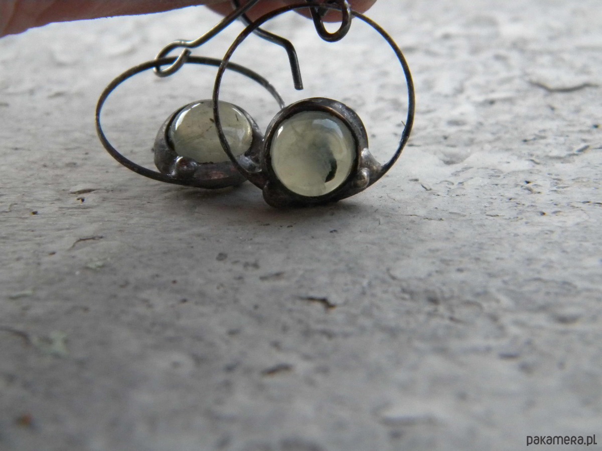 kolczyki wire wrapping Prehnit    -  kolczyki 3