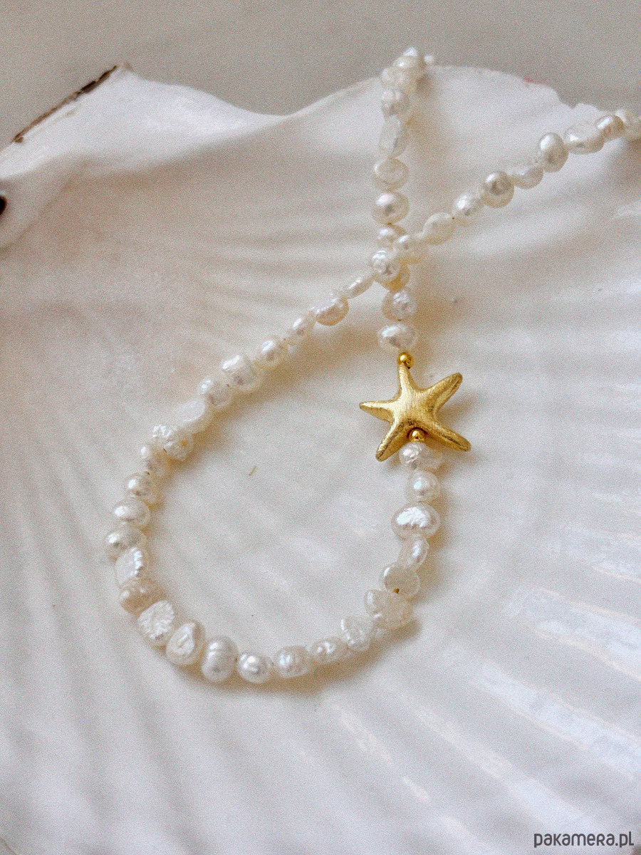 złote naszyjniki Naszyjnik z pereł naturalnych gwiazda 1
