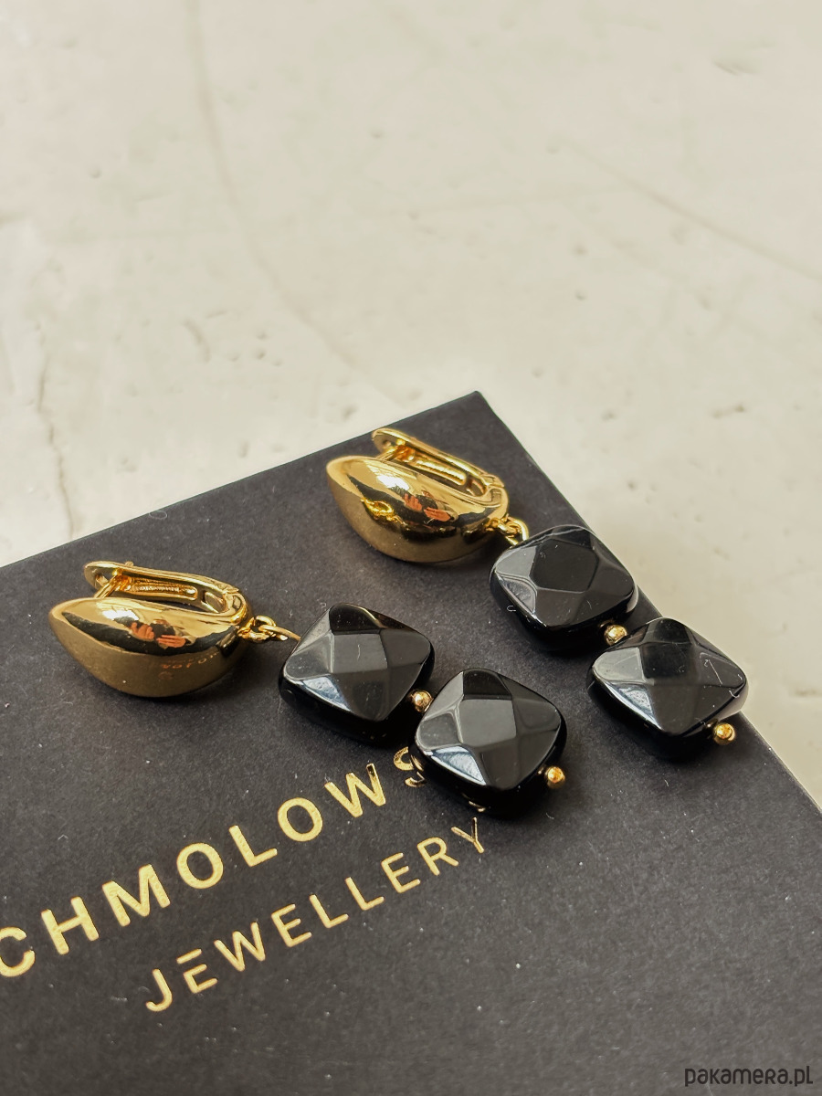 kolczyki z kamieniami Kolczyki  Agat Czarny 1