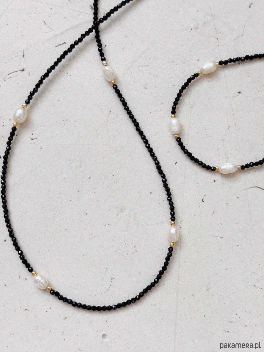 złote naszyjniki Naszyjnik czarny z perłami 1