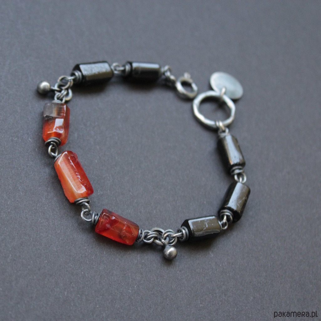 bransoletki z kamieni naturalnych Bransoletka Ognisty Karneol z Turmlinem 2