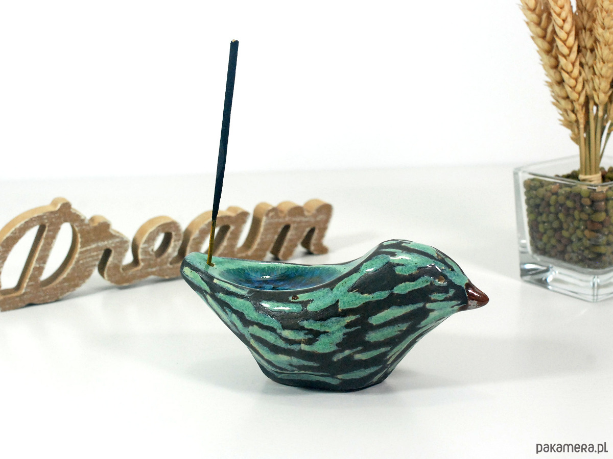 figurki i rzeźby Ceramiczna ptak - stojak na kadzidełka 2