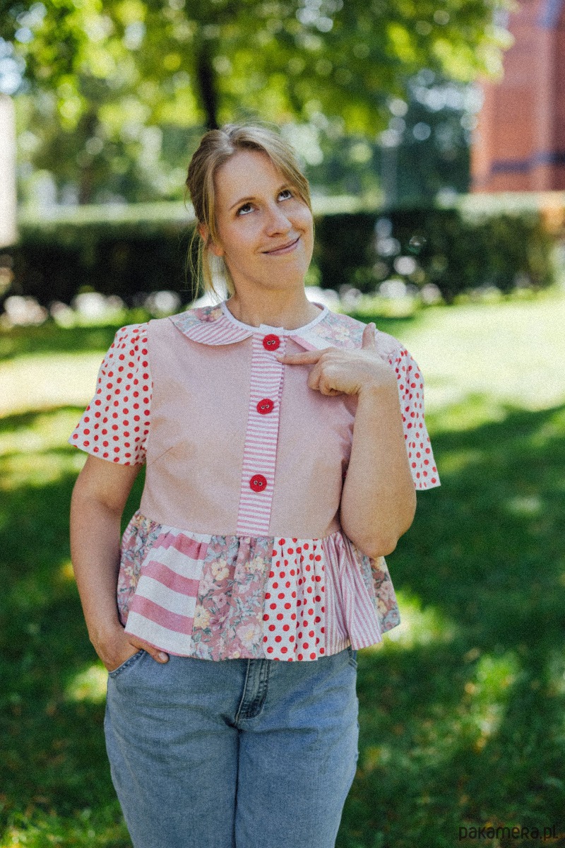 koszule męskie Koszula patchworkowa czerwona 1