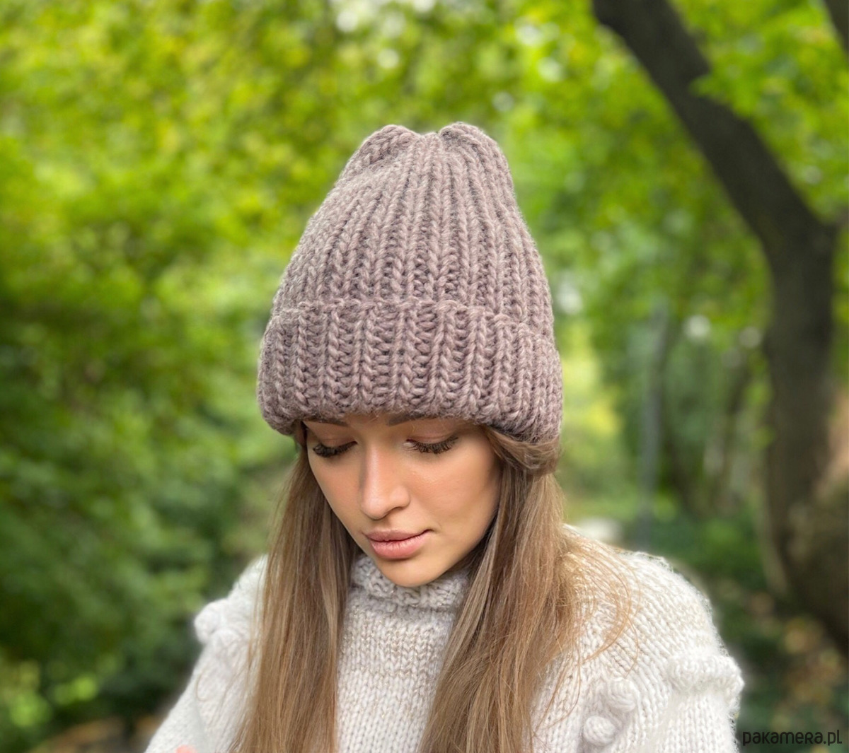 czapki damskie Niebieska czapka Lily 100% wełna handmade dostępna od ręki szybka wysyłka 1