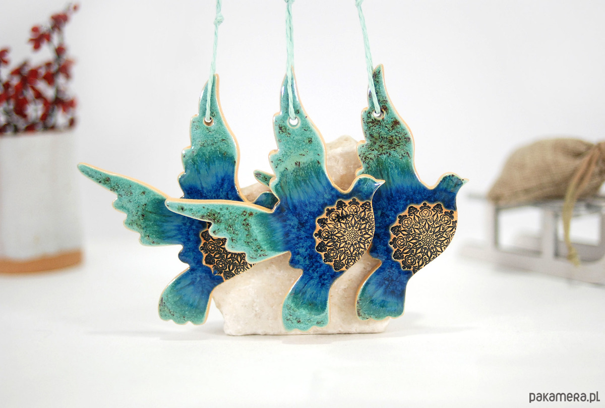 ozdoby choinkowe Turkusowe ptaki w locie - ozdoby na choinkę 3
