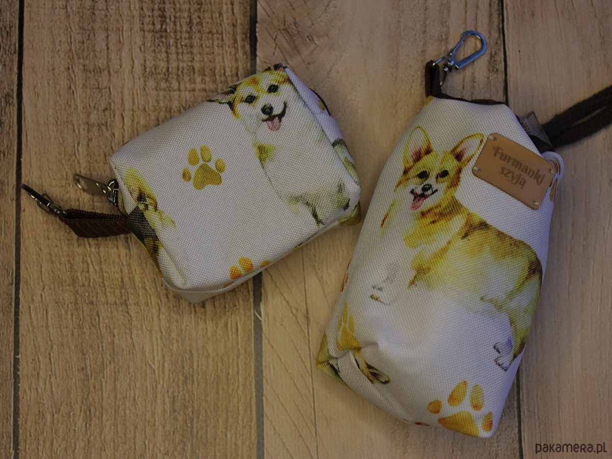 dla zwierząt różne Zestaw saszetka na smaczki i woreczki  # corgi 1