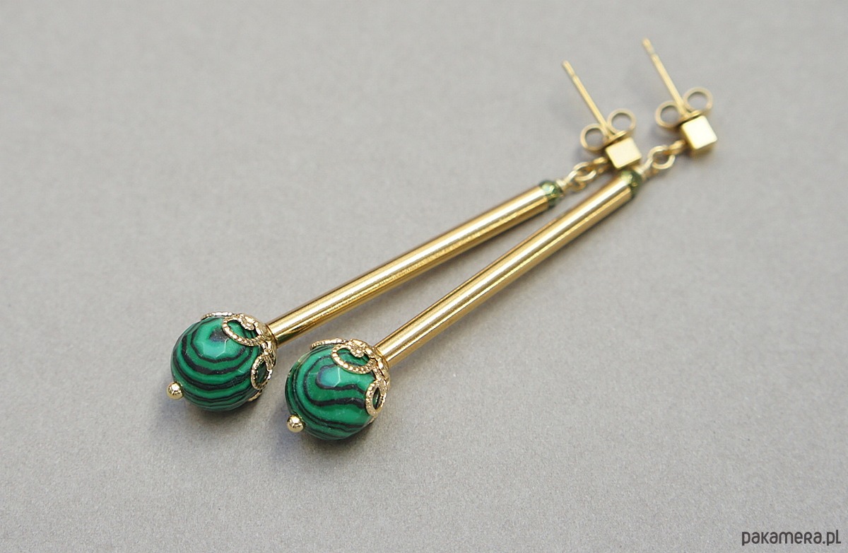 kolczyki z kamieniami Kolczyki Alloys Collection - Malachity /29.10.25/  4