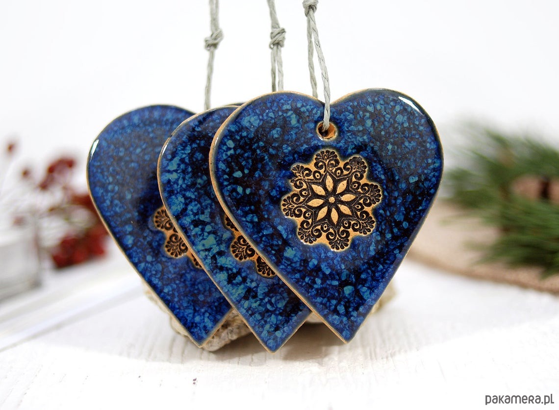 Ozdoby na ścianę Ceramiczne serce wisząca ozdoba ceramiczna 3