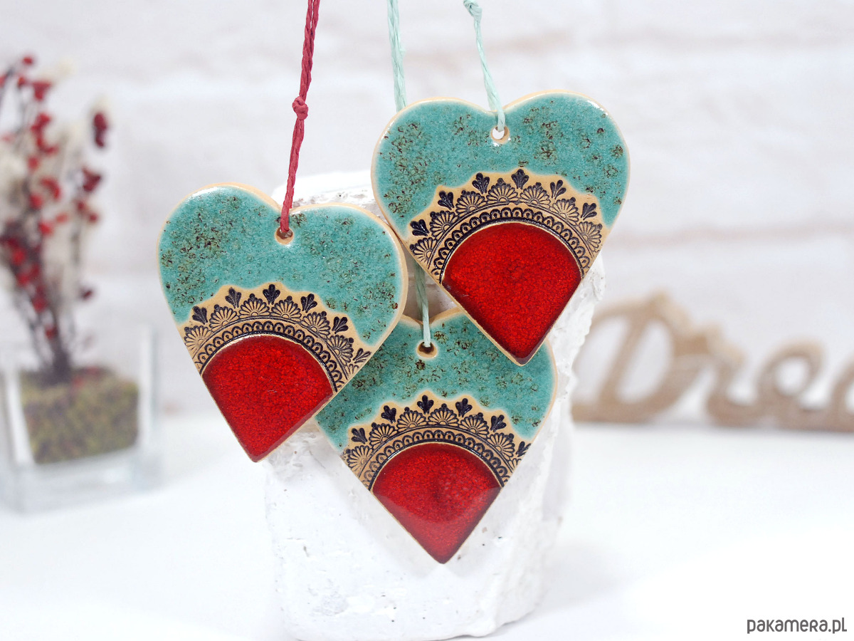 ozdoby choinkowe Dekoracje choinkowe serca - ozdoby ceramiczne 5