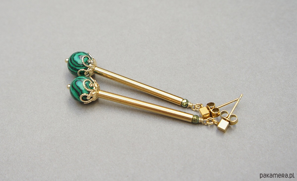 kolczyki z kamieniami Kolczyki Alloys Collection - Malachity /29.10.25/  5