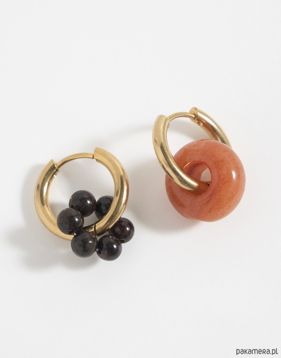 kolczyki z kamieniami Złote kolczyki koła z kamieni naturalnych 1