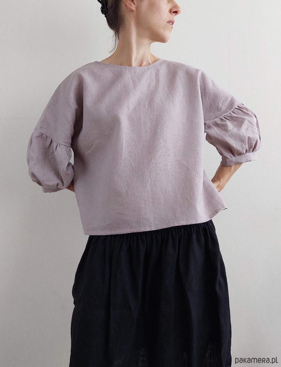 bluzki - inne Bluzka "COSMOS" 100% len, old rose 4