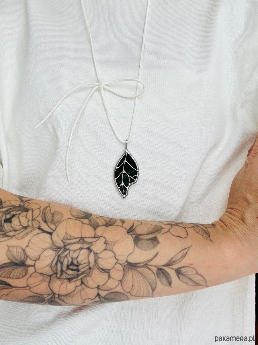 wisiory Szklany wisiorek na łańcuszku Naszyjnik Witraż  Listek 3