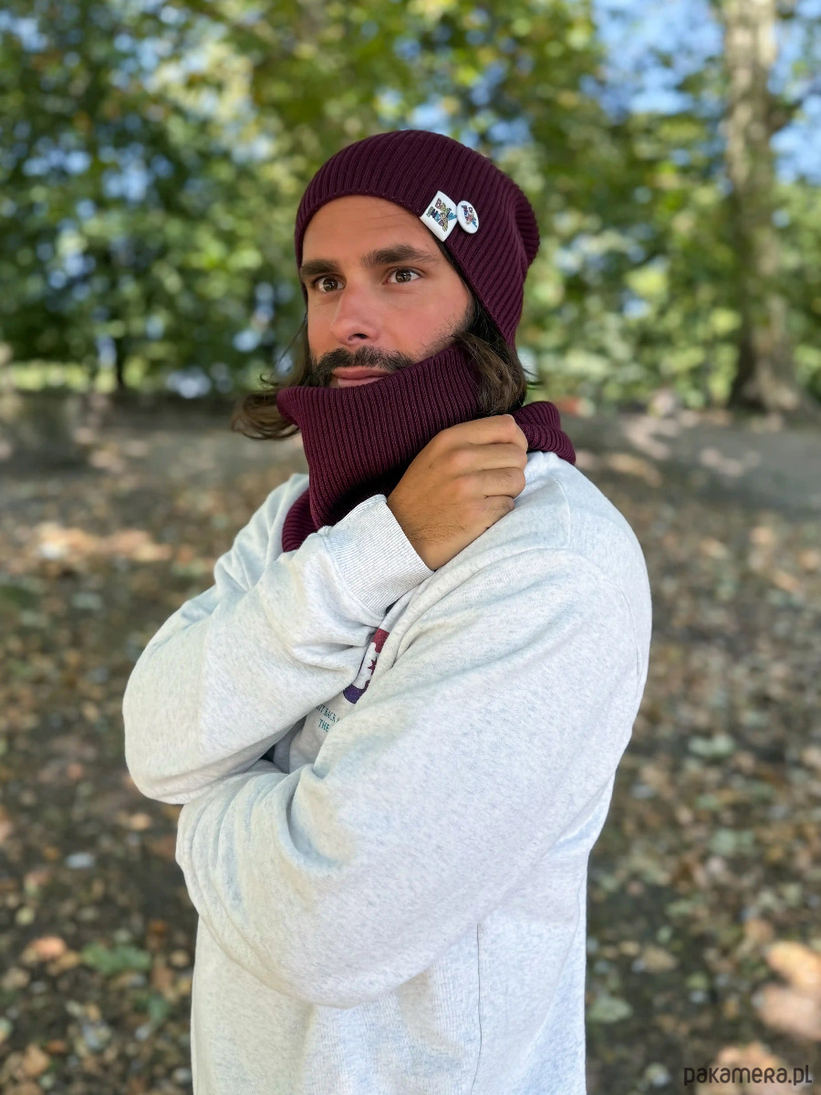 czapki i kapelusze męskie Męska luźna czapka z bawełny logo kolorowe Bordo 6