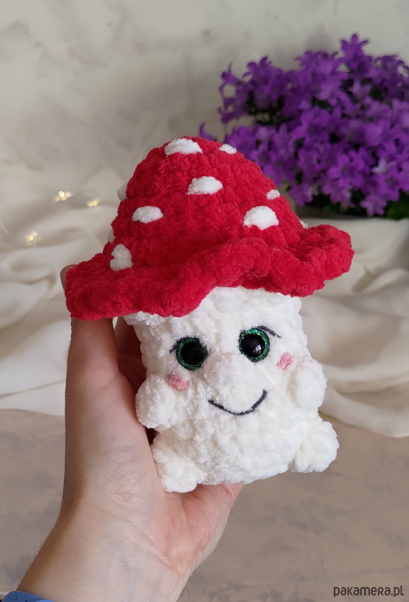 misie i maskotki Muchomorek pluszowy czerwony, Zabawka grzybek, Prezent dla dziecka 4