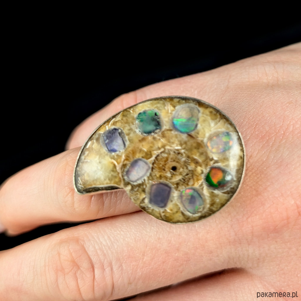 pierścionki srebrne Pierścionek fossil & opal 1