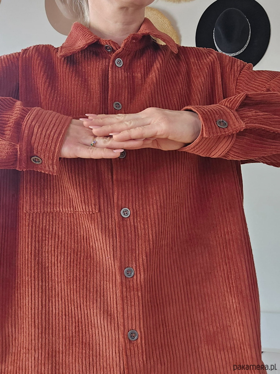 koszule damskie  Bawełniana sztruksowa koszula, MAUVE AMELIA 5