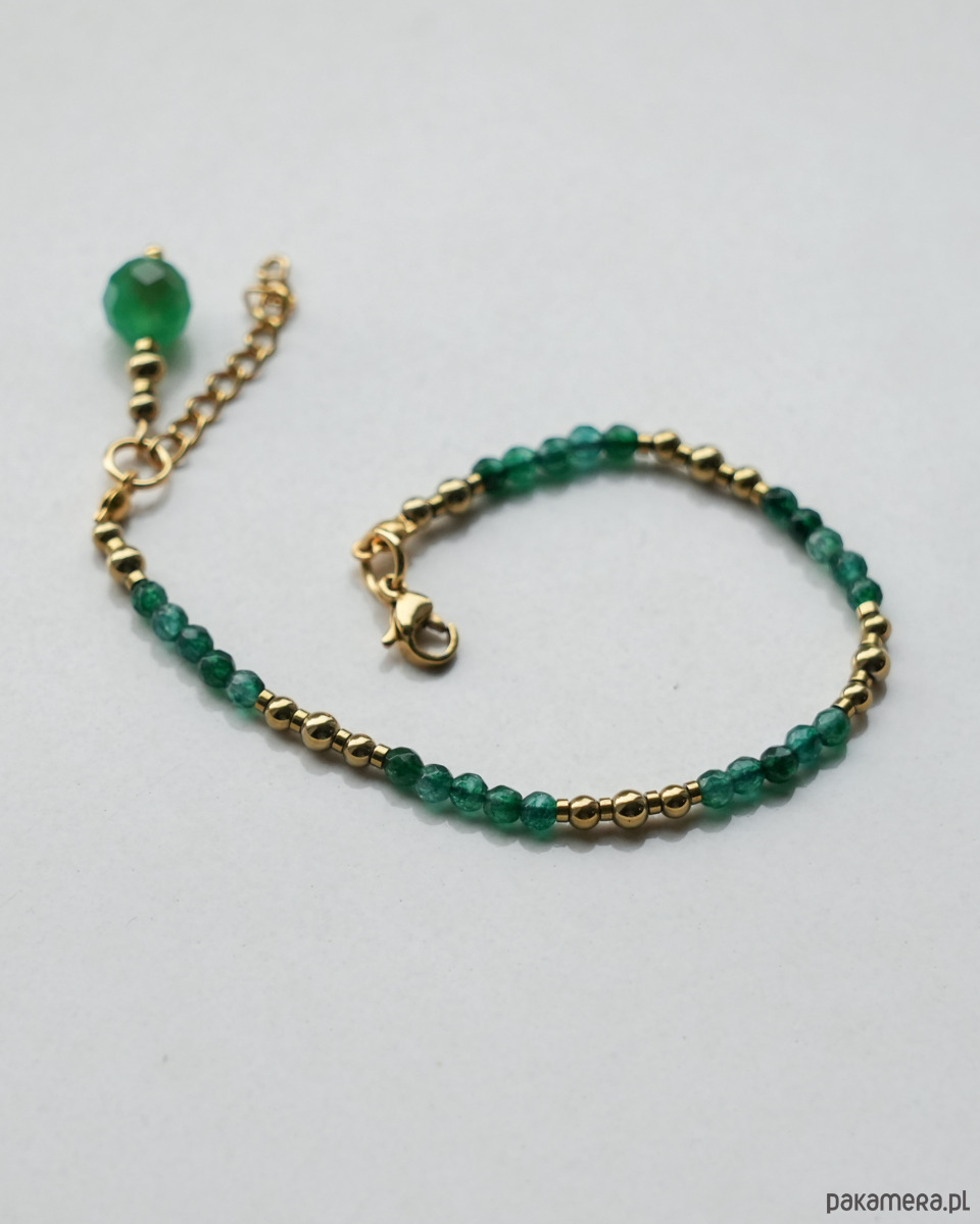 bransoletki z kamieni naturalnych Delikatna zielona bransoletka z jadeitu z agatem 2