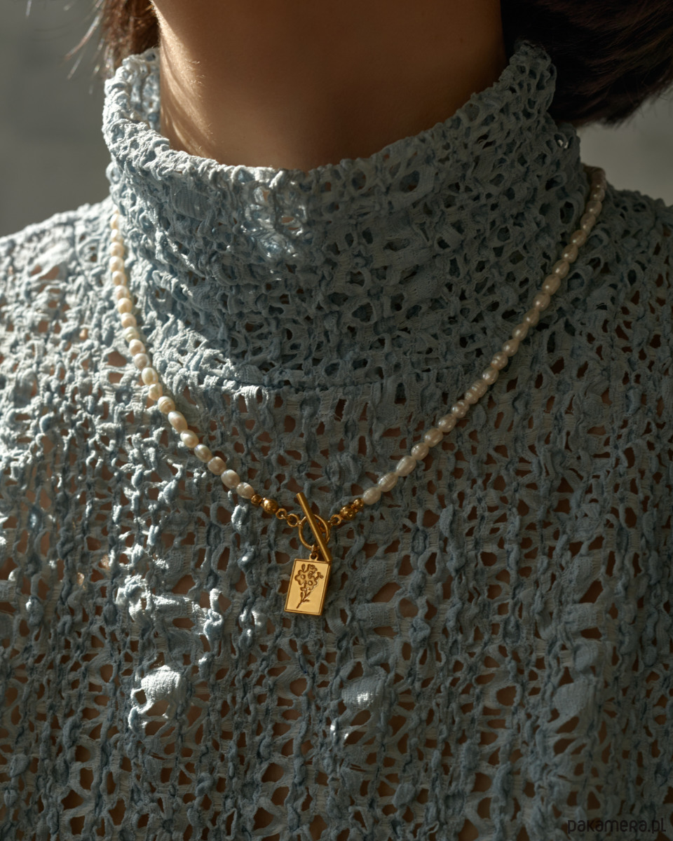 wisiory Flora- Niezpaominajka-Naszyjnik- Perły 3