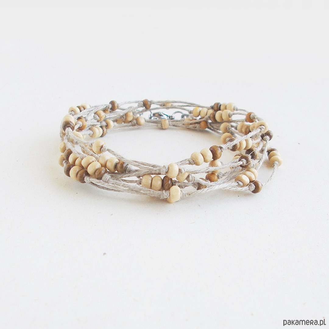 bransoletki drewniane Kolory ziemi Bransoletka lniana NATURE 1