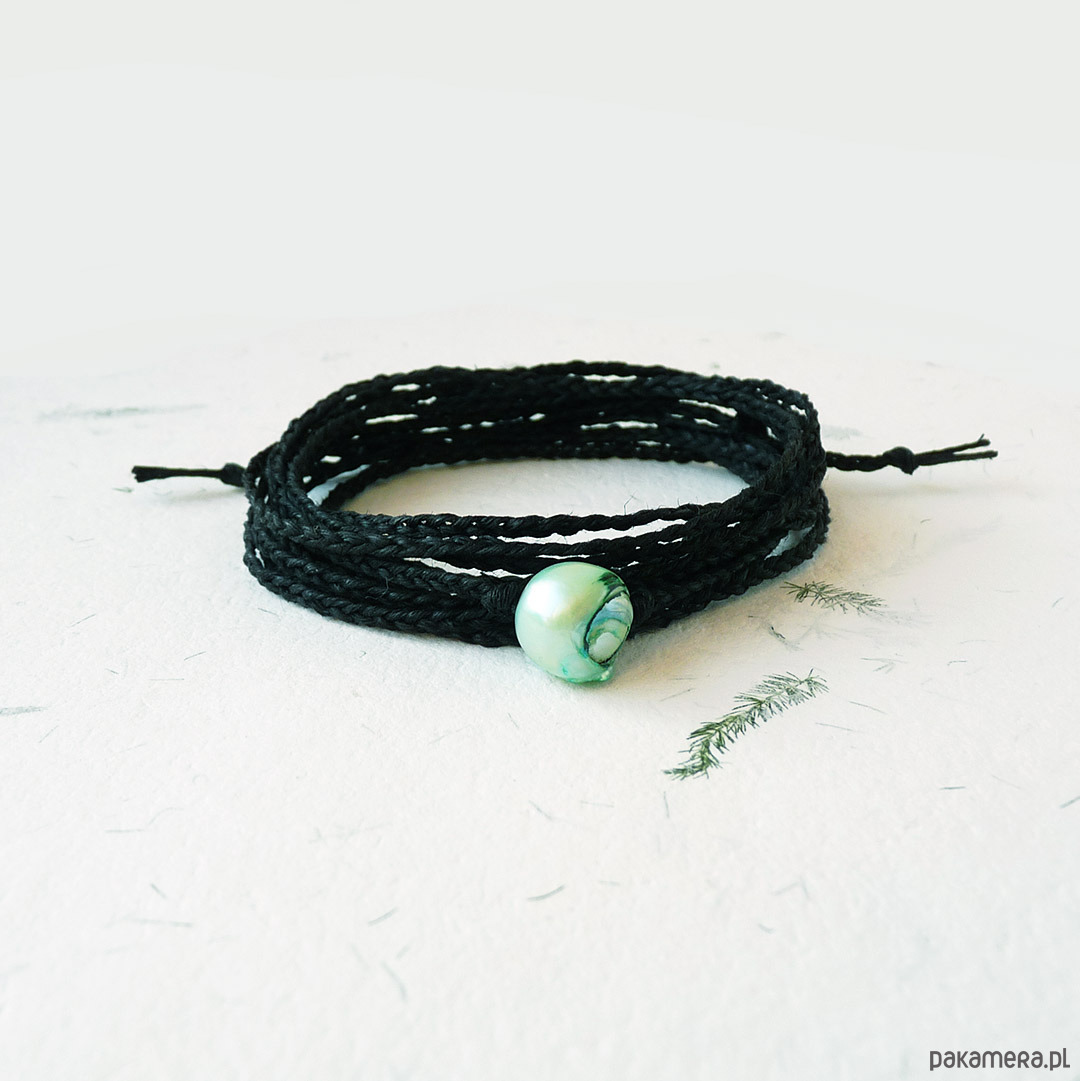 bransoletki na sznurku NATURE Len i zielona perła bransoletka 1