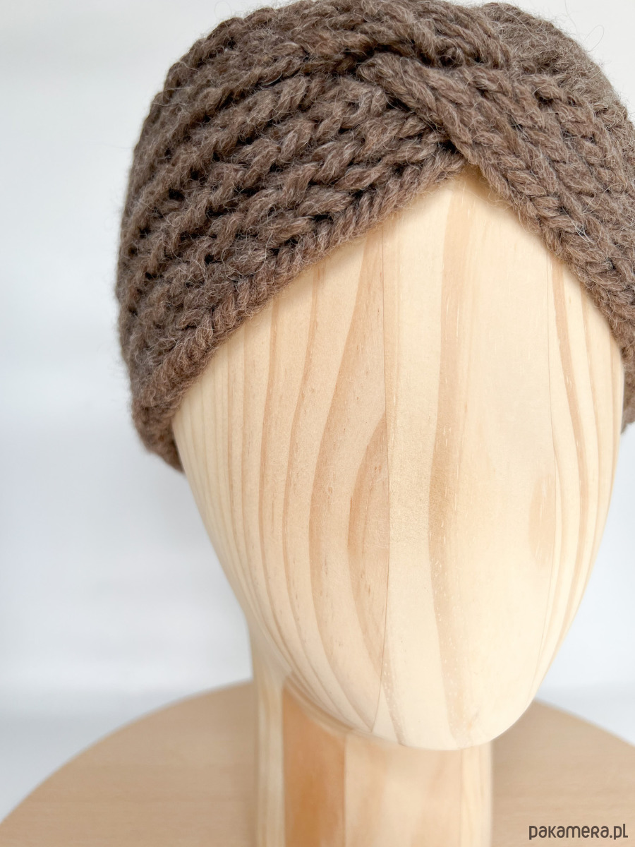 opaski do włosów Brązowa opaska z wełny merino i alpaki 9