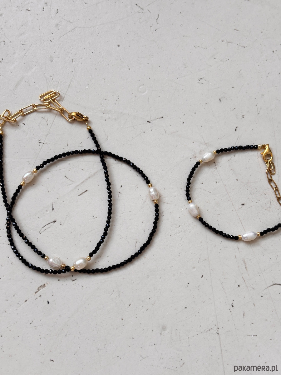 złote naszyjniki Naszyjnik czarny z perłami 4