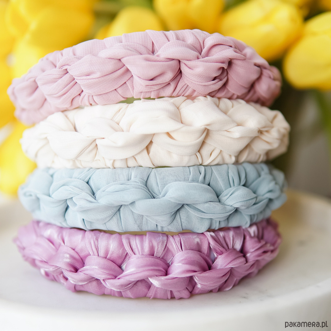 opaski do włosów Jedwabna opaska węzełki lila 2