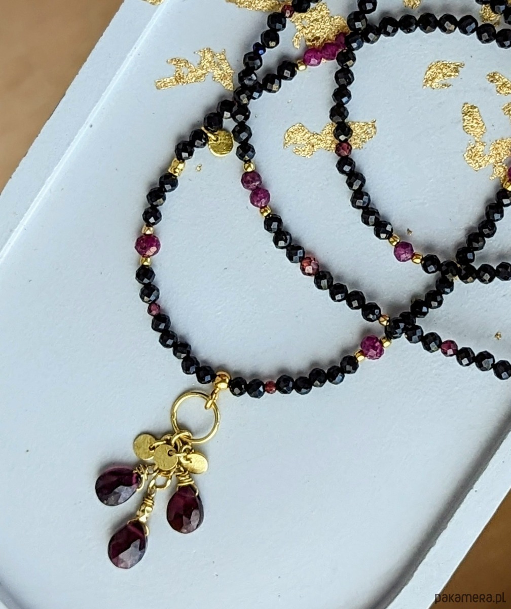 wisiory Naszyjnik z granatami i rubinami 6