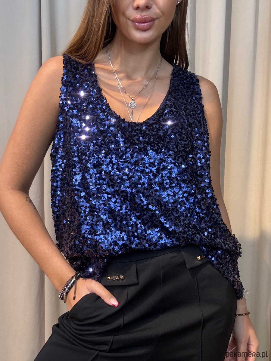 topy damskie Bluzka cekinowa na grubych ramiączkach Marina 2