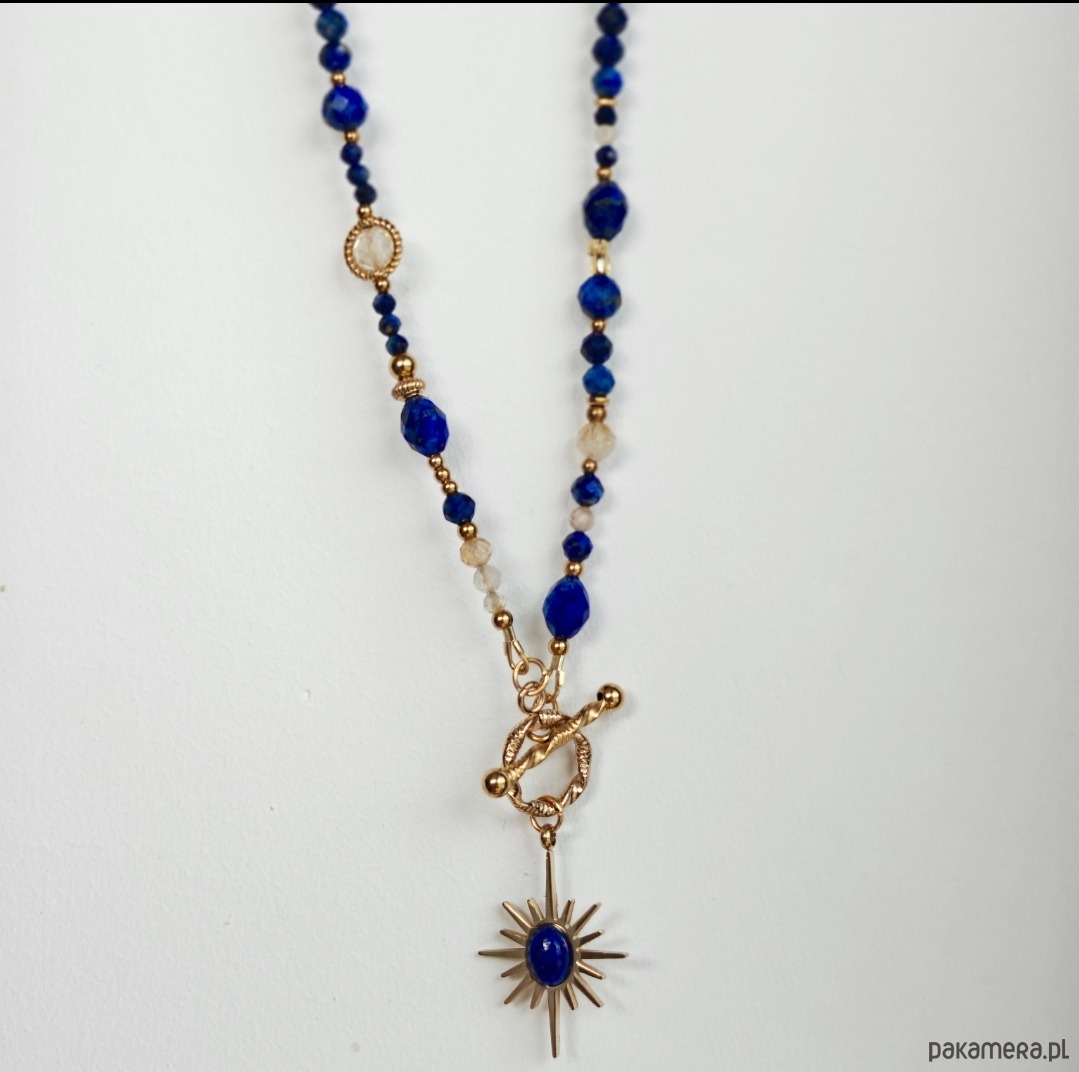 złote naszyjniki Klasyczny lapis lazuli cytryn kryształ górski 5