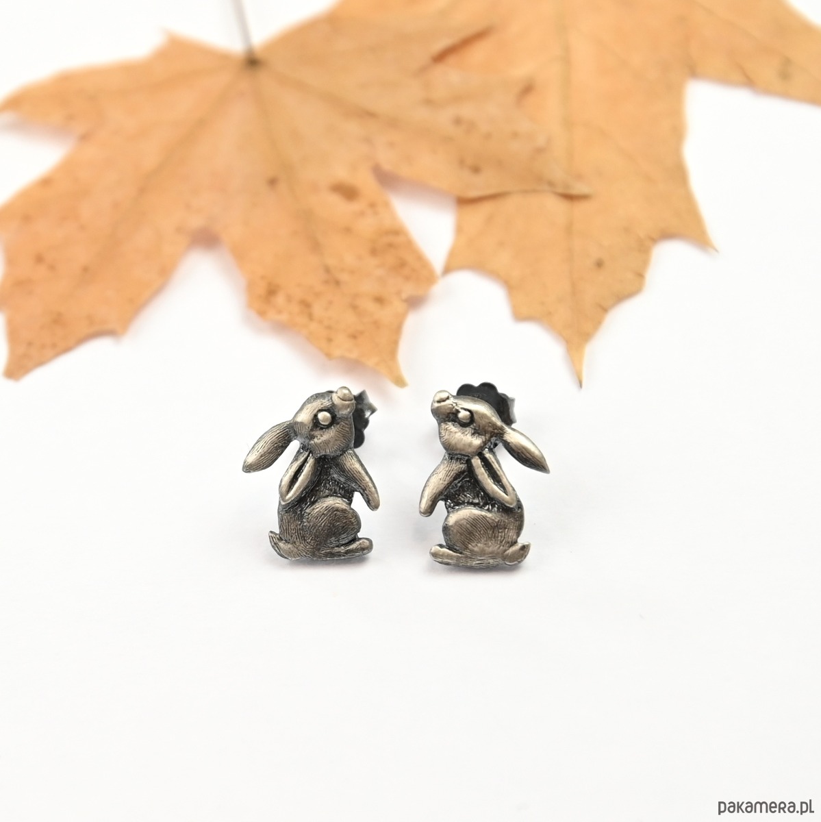 kolczyki srebrne Kolczyki srebrne z zajączkami szare małe 3