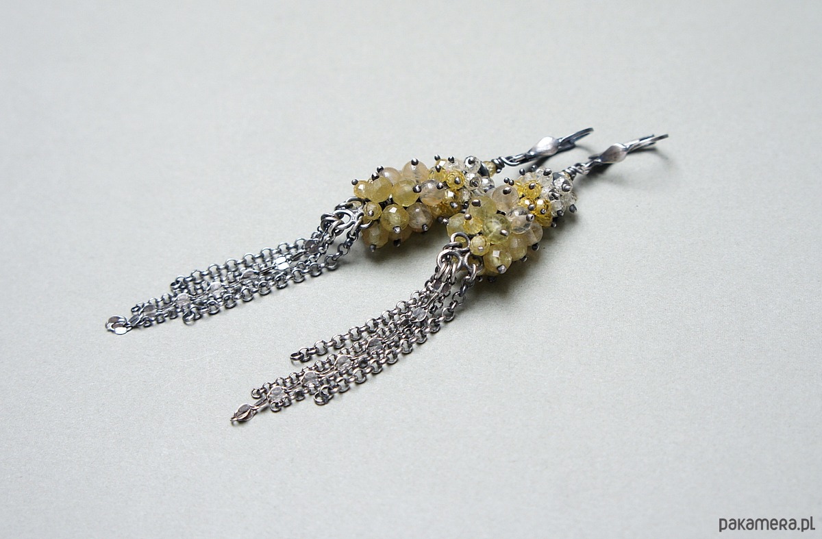 kolczyki z kamieniami Złote kłosy /gronka/ - kolczyki 3