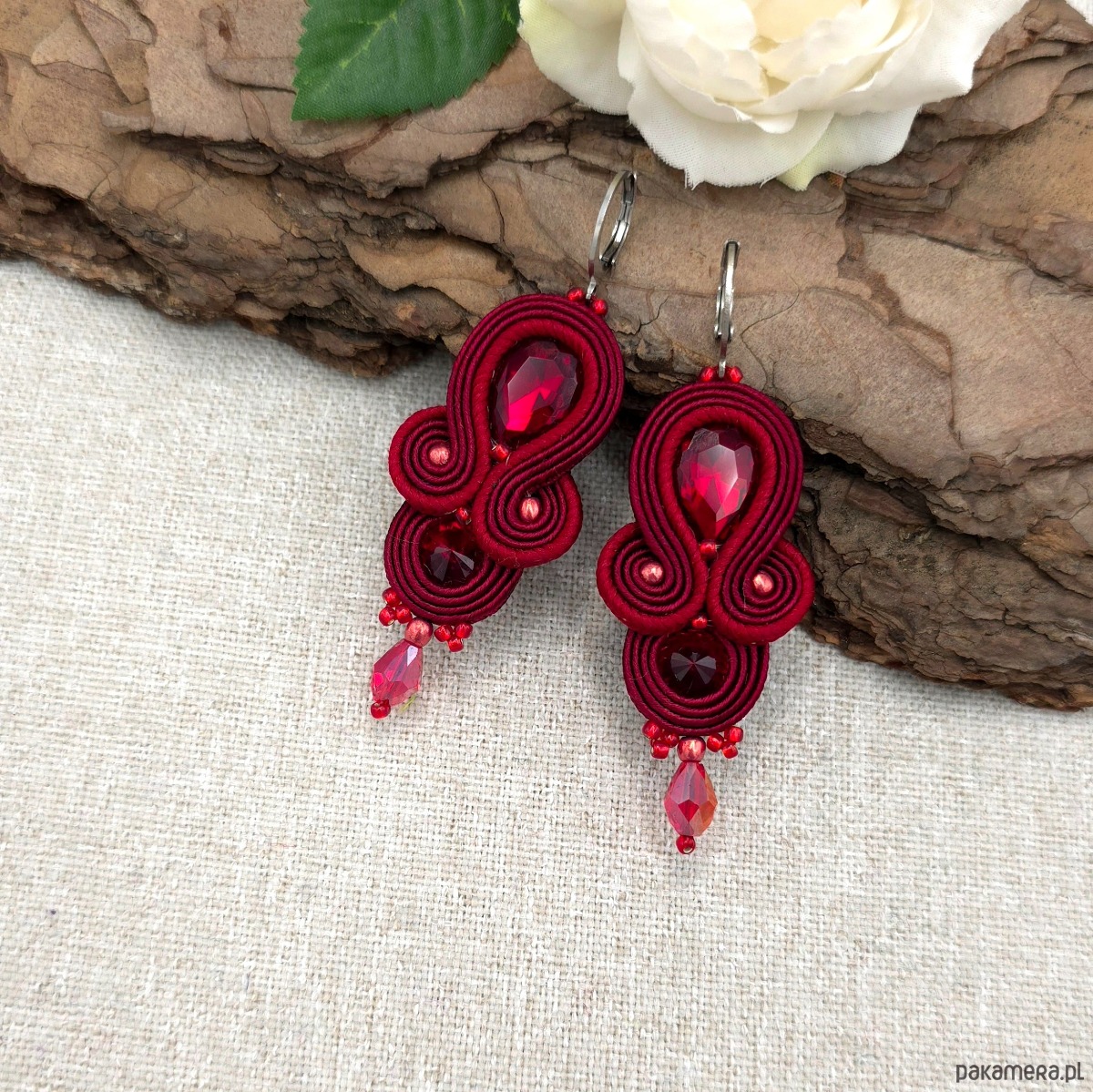 kolczyki soutache Kolczyki sutasz bordowe Anya delikatne romantyczne małe 2