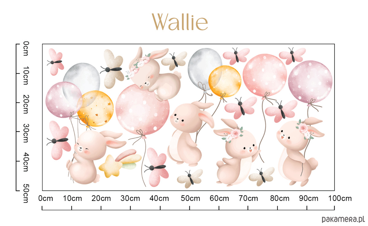 naklejki ścienne do pokoju dziecka Naklejki ścienne dla dzieci  Króliczki z balonami 1