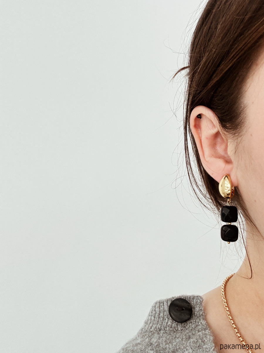 kolczyki z kamieniami Kolczyki  Agat Czarny 2