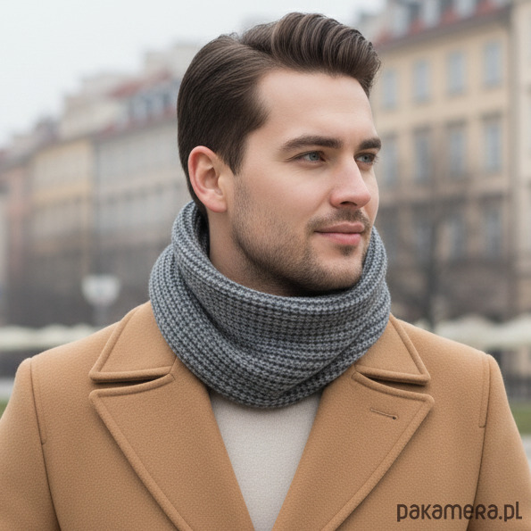 tuby i kominy Komin Męski Szary szal Wełniany Alpaka 1