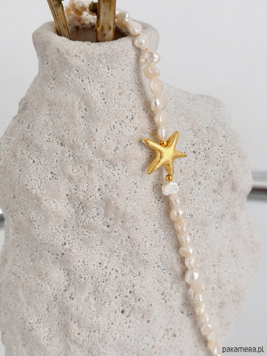 złote naszyjniki Naszyjnik z pereł naturalnych gwiazda 3