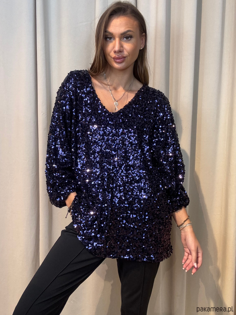 bluzki z długim rękawem damskie Bluzka cekinowa Marina 2