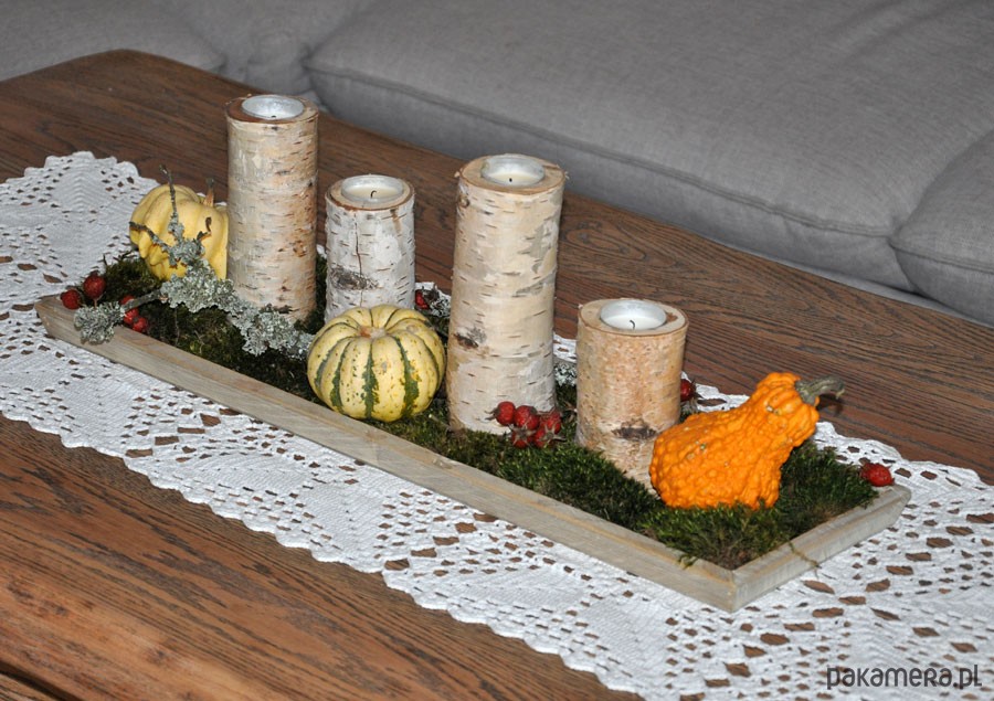 świeczniki i świece Brzozowe świeczniki-pieńki 3szt 7