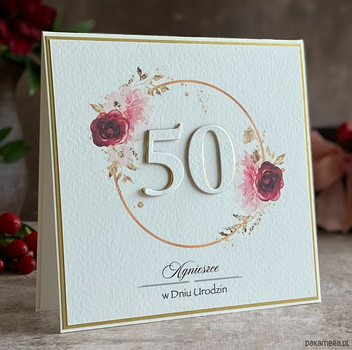 kartki scrapbooking Kartka urodzinowa z kopertą prezentową, BH 50 2